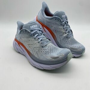 HOKA Clifton Running Shoes - Gray/Orange Comfort Trainers
